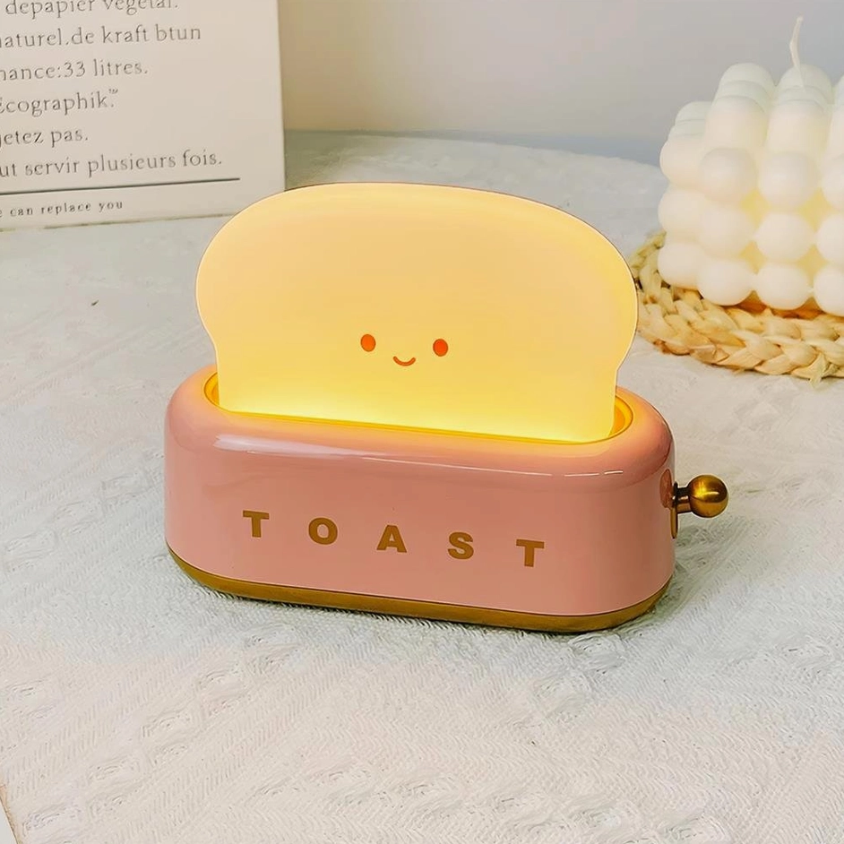 Pink toaster table lamp set available for matching pairs or complete five-lamp collection
