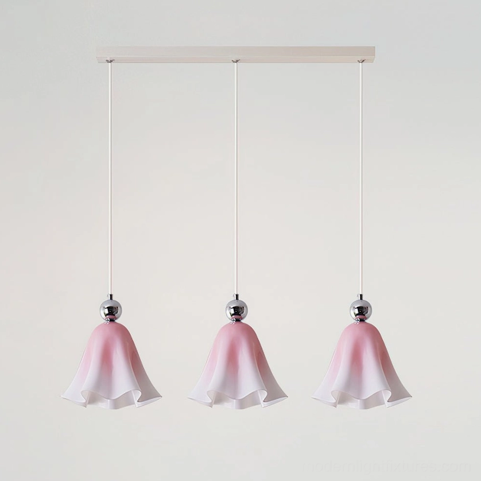 Pink gradient Vellia lily pendant lamp overhead view soft modern pendant lighting
