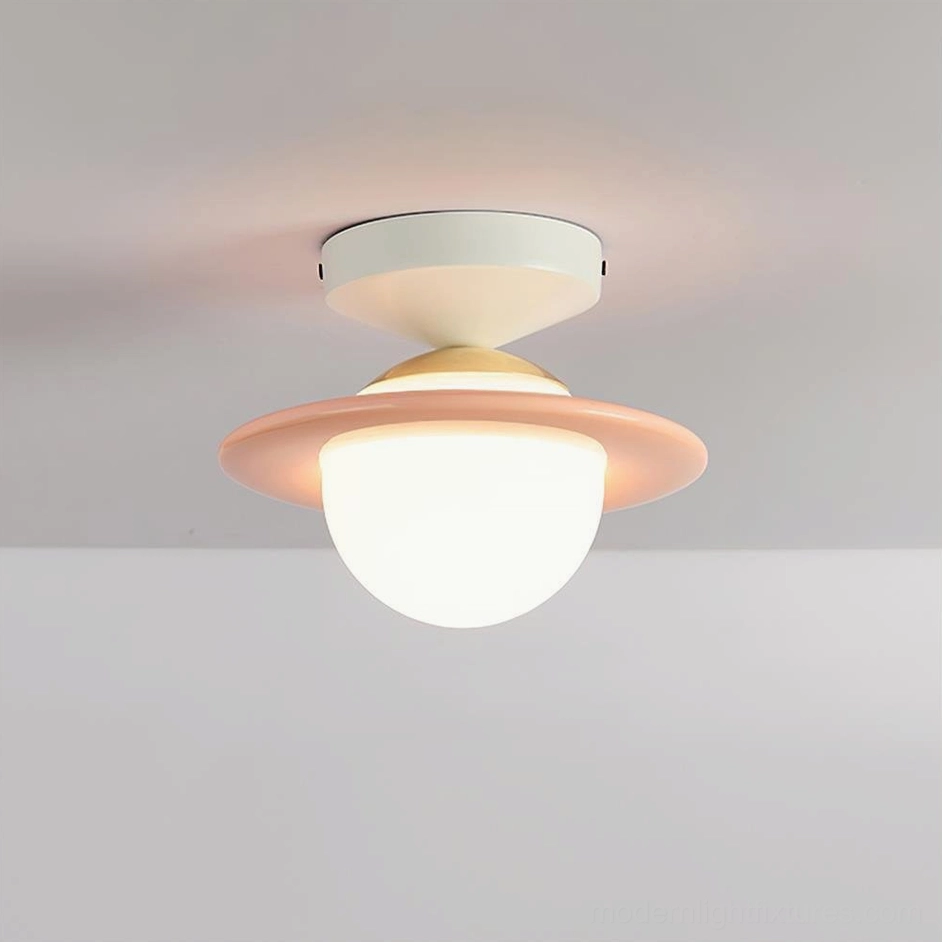 Planet ceiling light fixture installation and color options showcase in modern interior