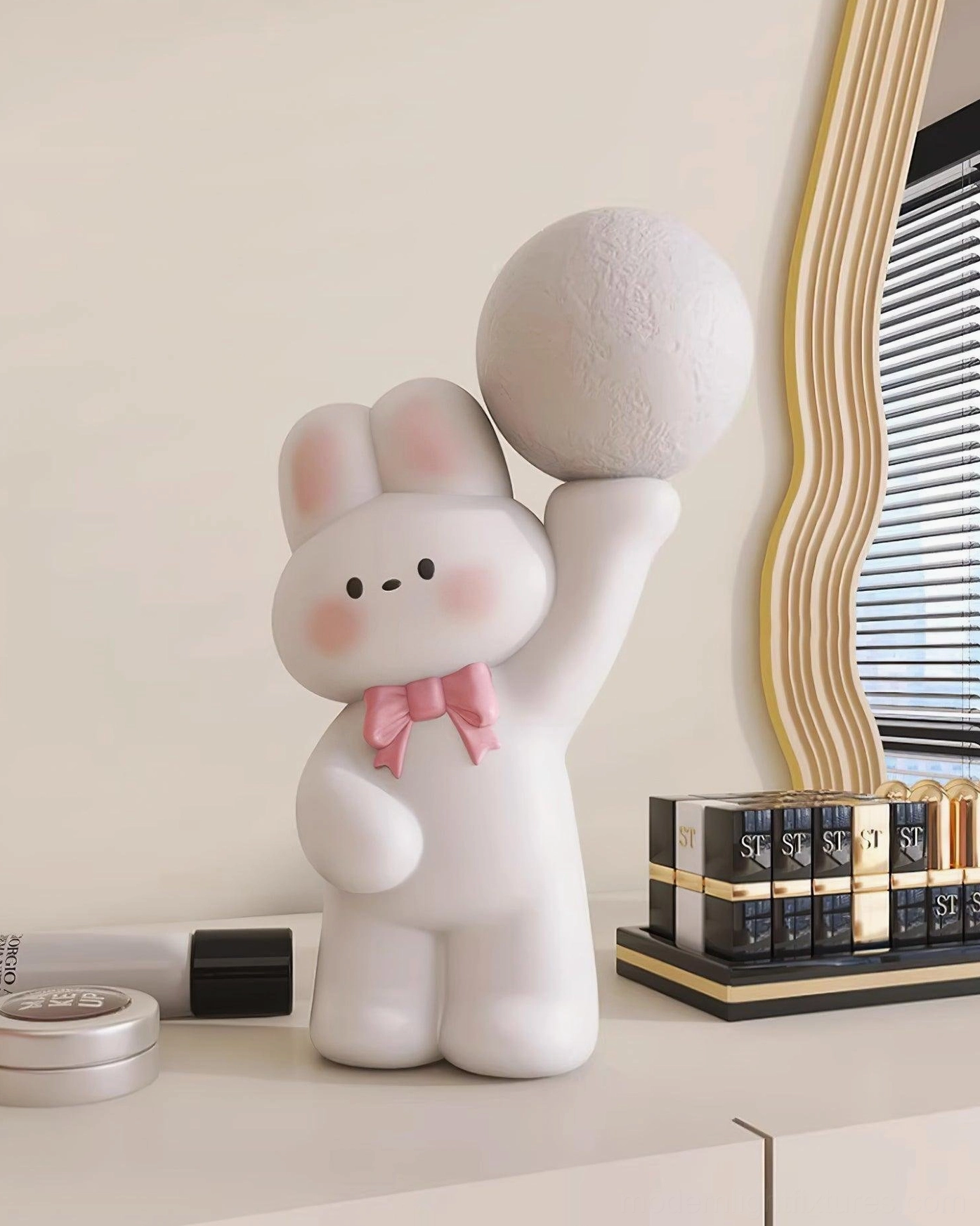 Playful rabbit moon lamp with warm glow - ambient table lamp for children's and bedroom decor
