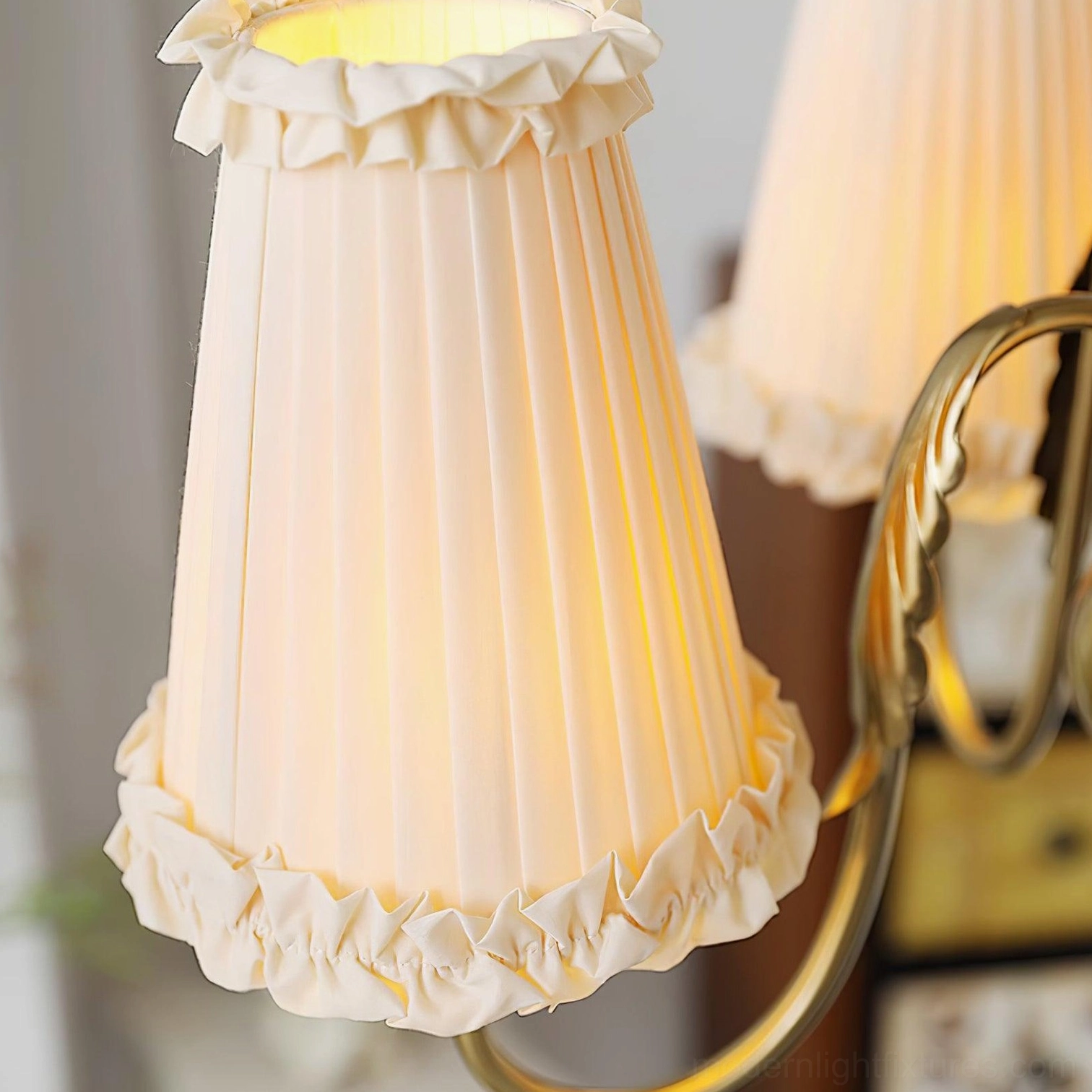 pleated beige shade vintage gold chandelier design variations