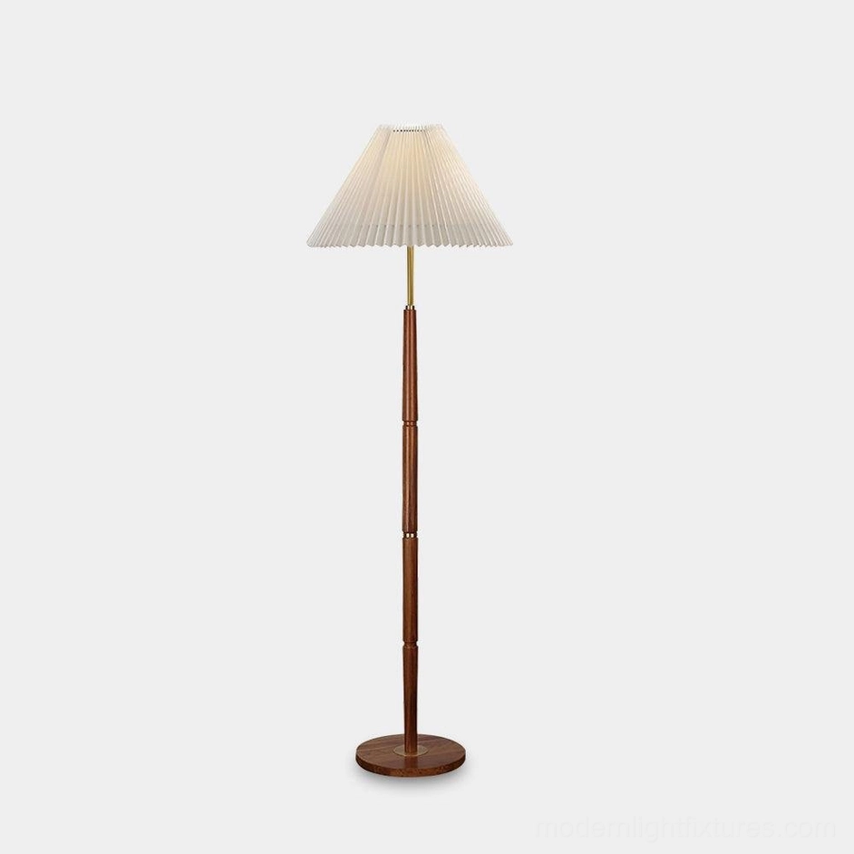 Pleated floor lamp multiple color options – walnut, gold, and white finishes available