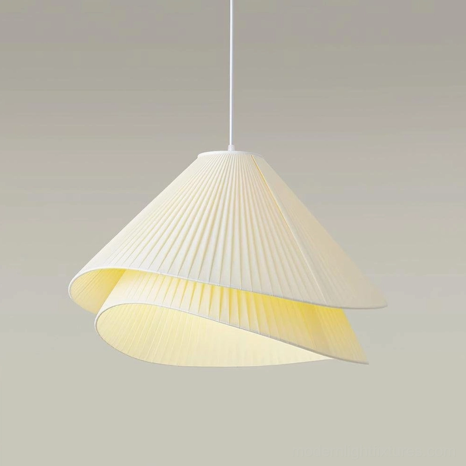 Pleated pendant light with dimmer switch integration for adjustable ambient lighting control