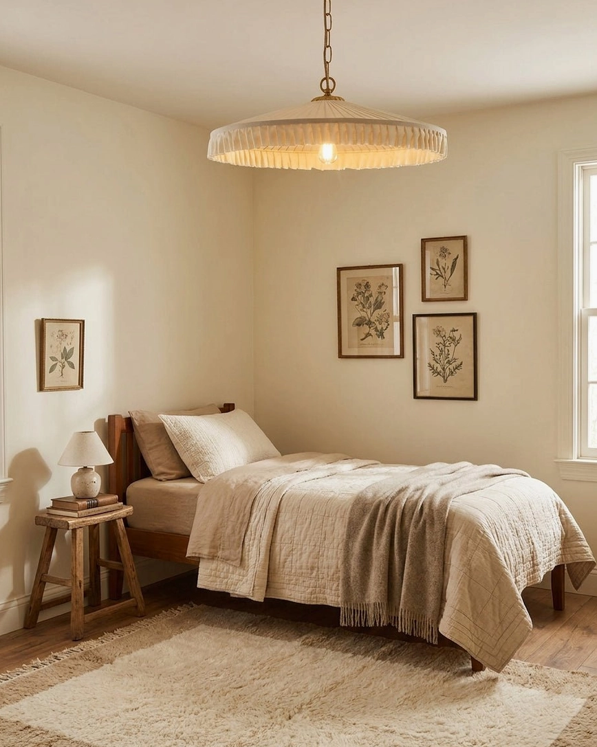 Four sizes comparison of pleated pendant lights, small medium large extra-large diameter