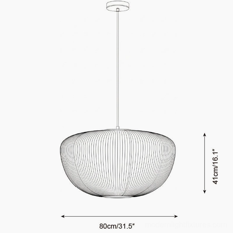 Pleated pendant light size guide - large 80cm diameter technical specification drawing with full measurements