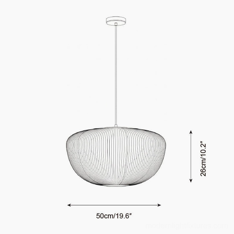 Pleated pendant light size guide - small 50cm diameter technical specification drawing with measurements