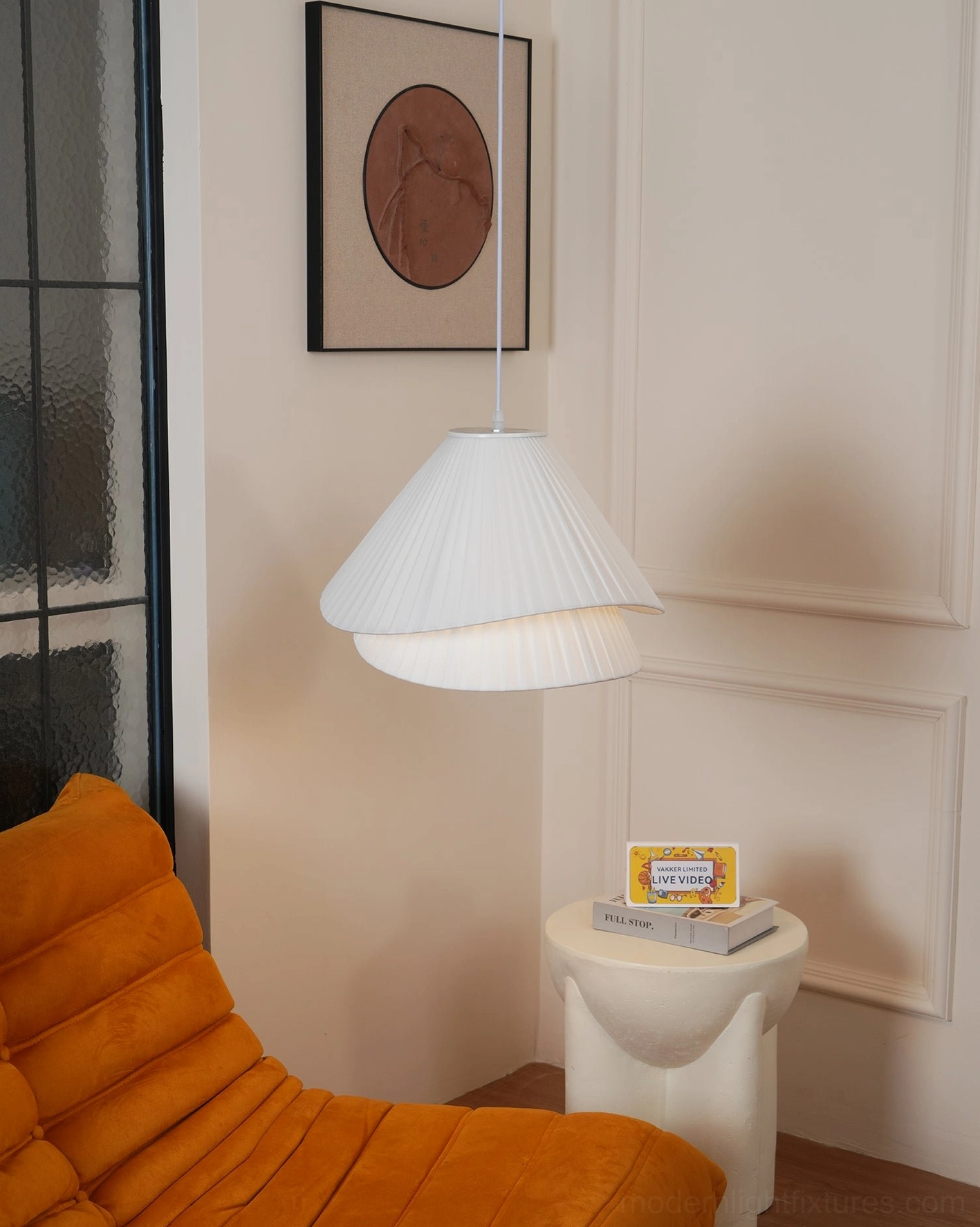 Pleated pendant light universal voltage 110-240V global certification compliance
