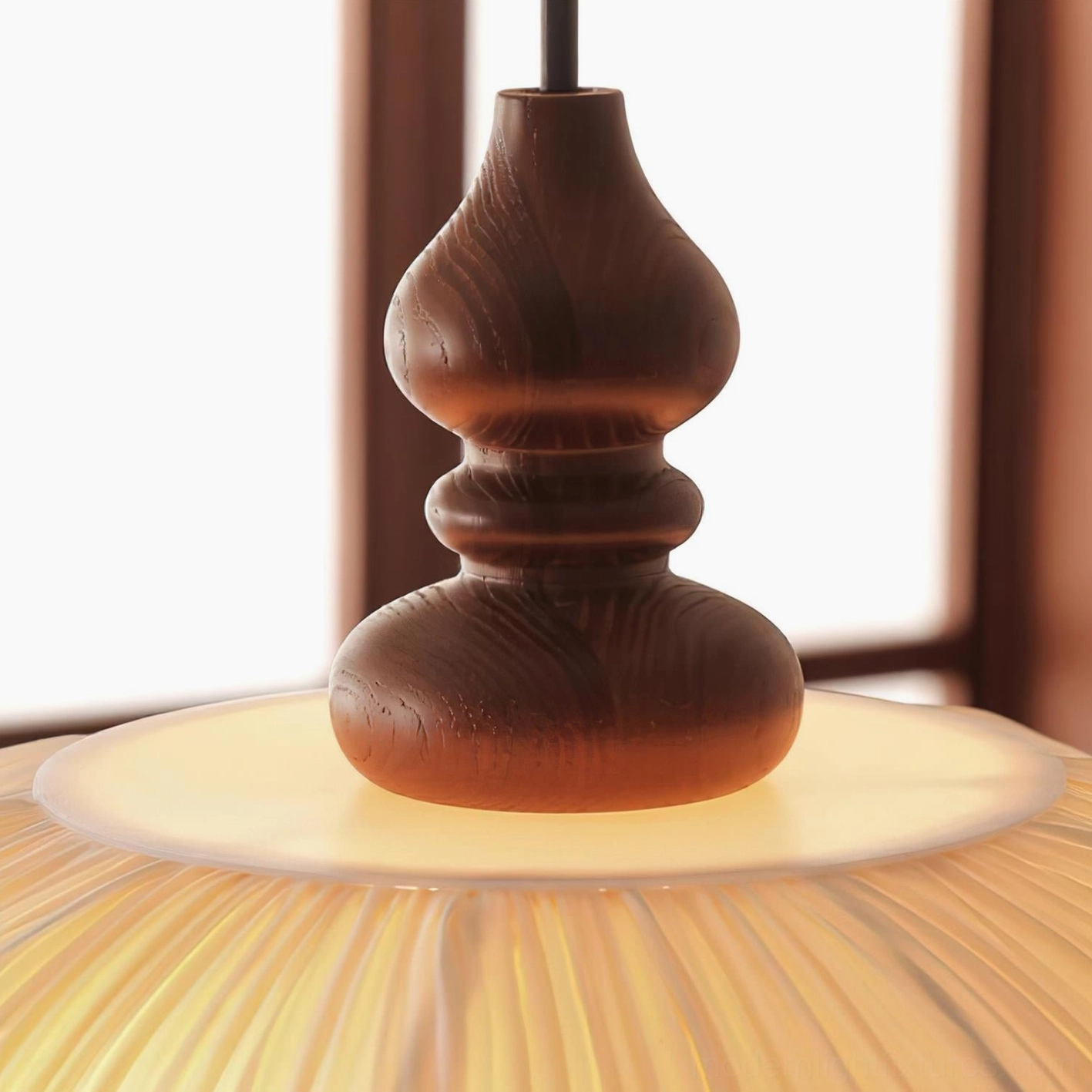 Pleated scallop pendant lamp in farmhouse french country dining room style, vintage aesthetic modern lighting