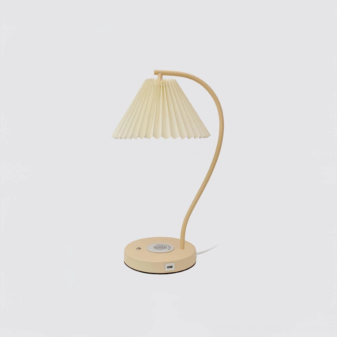 Pleated table lamp cream and light yellow color combination modern bedroom lighting