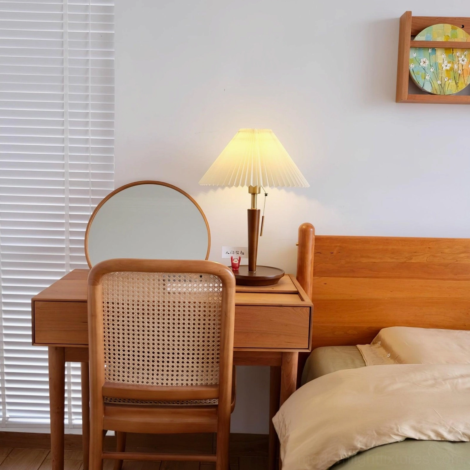 Modern pleated table lamp with international plug options US UK EU AU displayed with global travel versatility