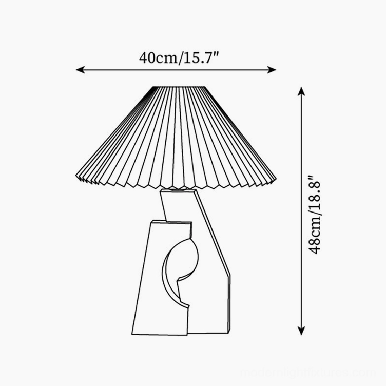Pleated table lamp technical drawing orthographic view with dimension specifications 40cm width 48cm height