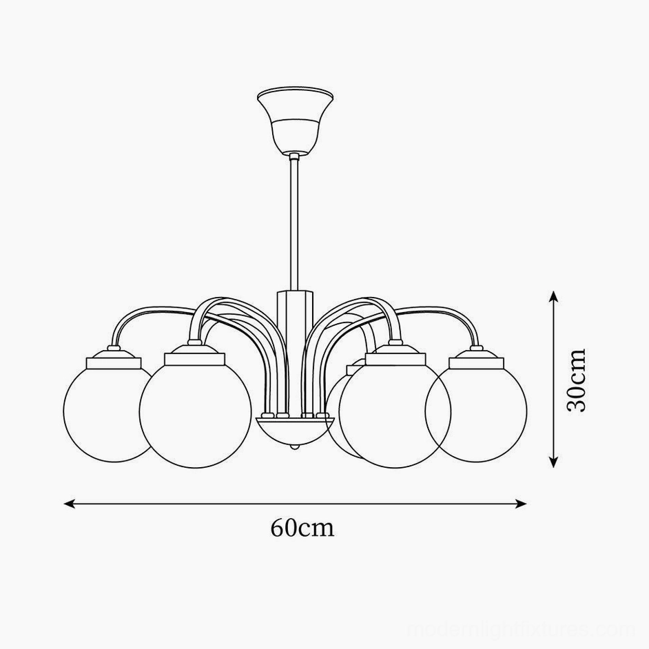 Polaris 6-light globe chandelier design blueprint schematic 60cm diameter 30cm height