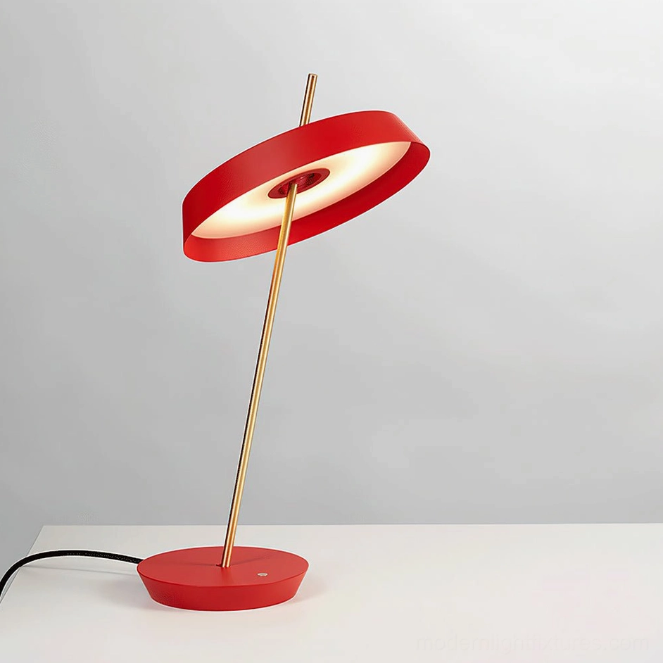 Poldina modern table lamp close-up detail showing acrylic shade and metal construction quality