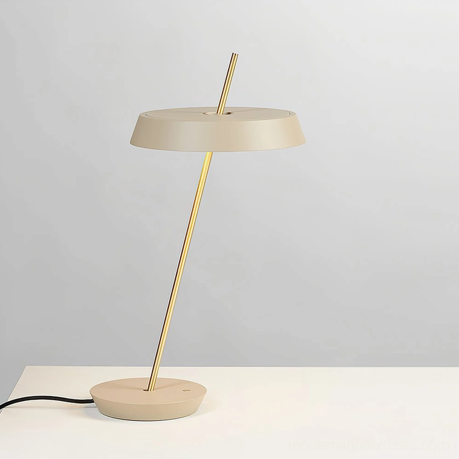 Poldina table lamp glowing with warm 3000K color temperature creating ambient bedroom lighting