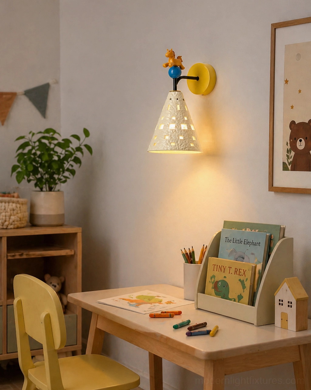 Pony wall sconce E14 socket hardwired modern kids wall mounted light fixture