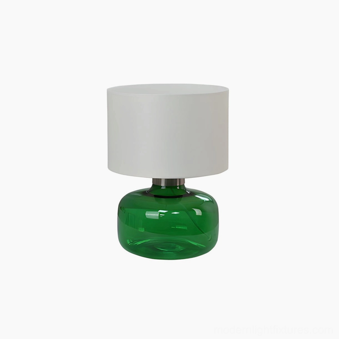 Popello green glass table lamp white shade modern design complete product view