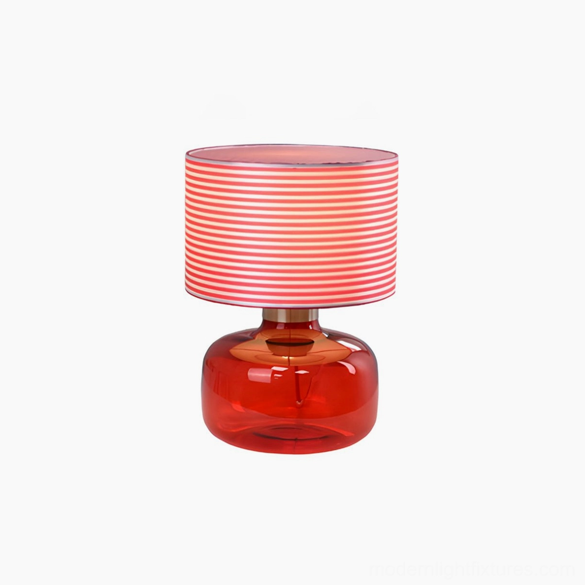 Popello red glass table lamp striped shade bold color statement furniture accent