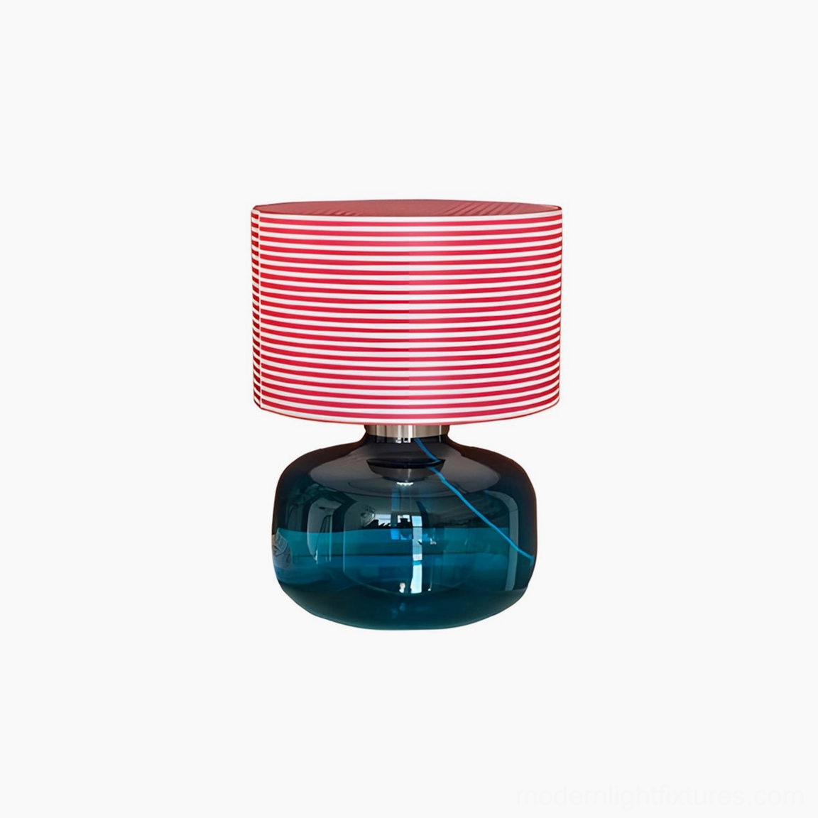 Popello red striped table lamp modern contemporary shade pattern design detail