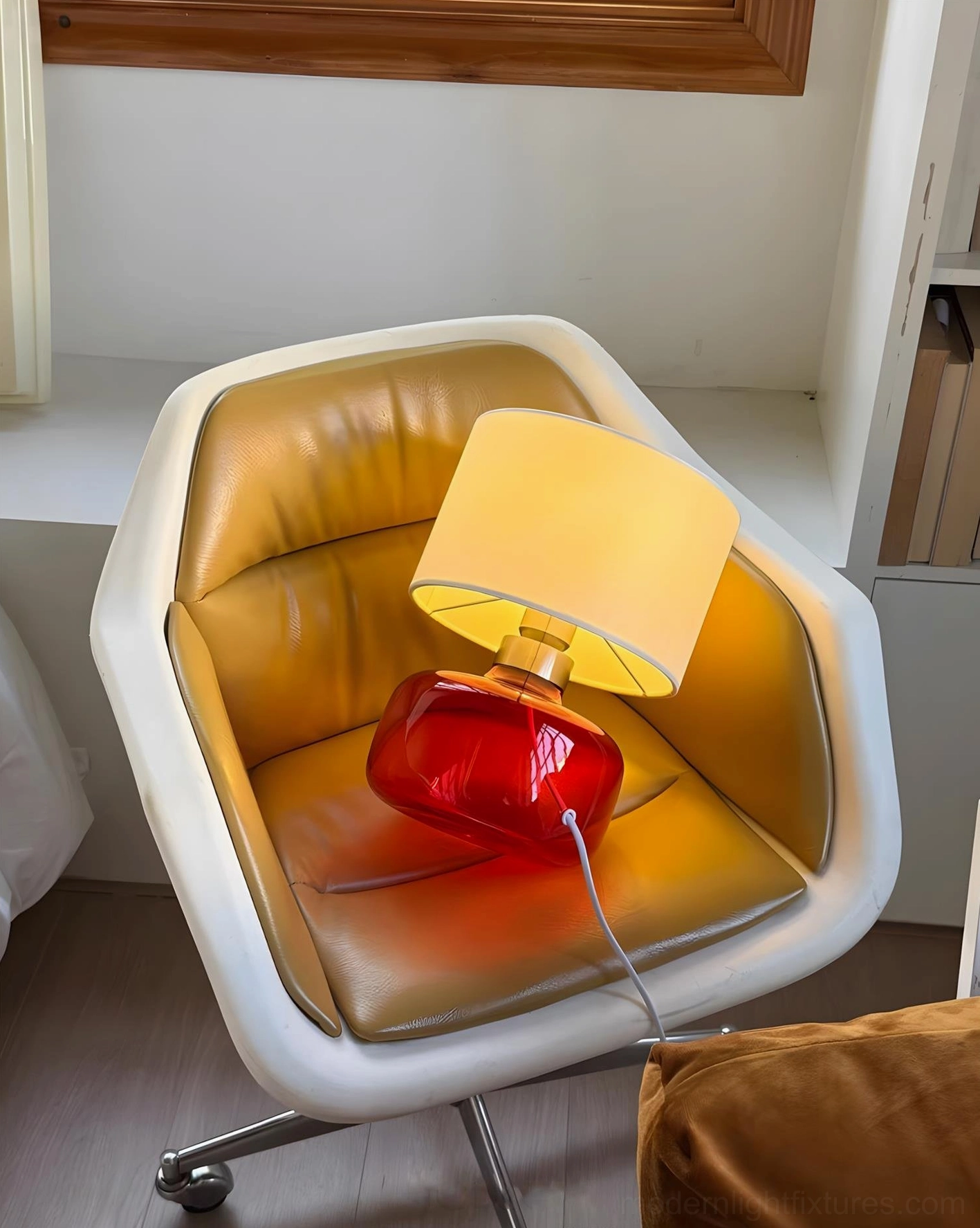 Popello glass table lamp contemporary home office desk illumination workspace setup