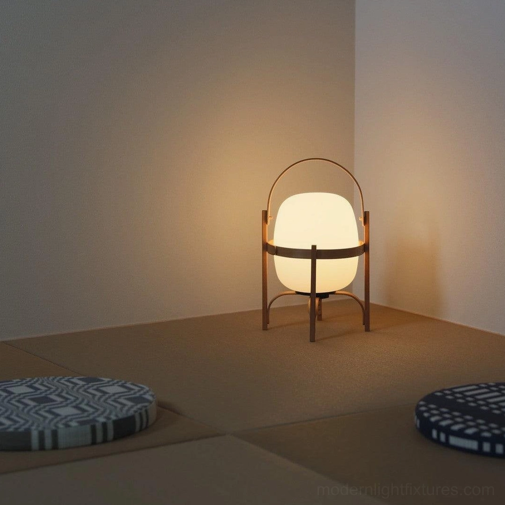 Portable lantern glass table lamp size comparison and scale reference
