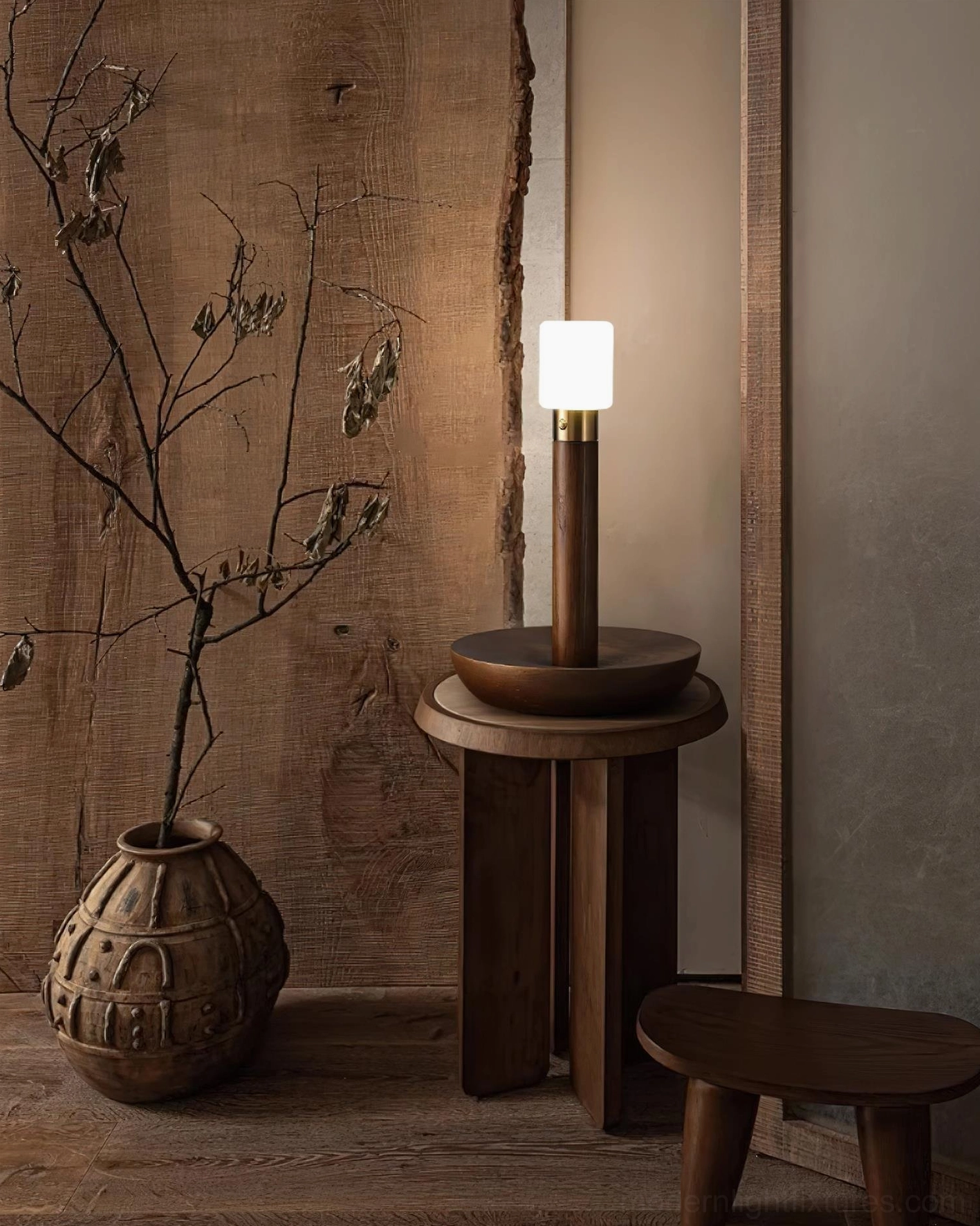 Portable wooden table lamp removable shade indoor outdoor versatile multi-purpose lighting fixture design