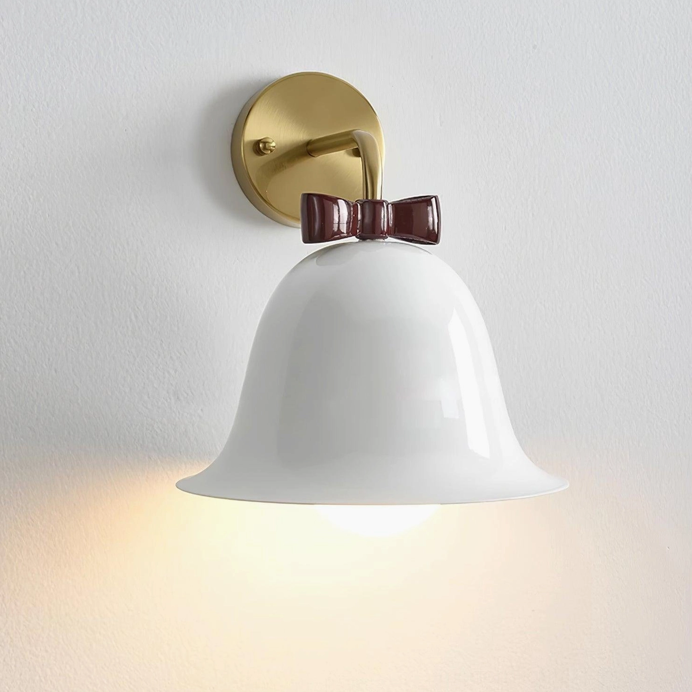 Bell wall lamp fixture with premium ceramic construction and brass hardware for lasting elegance