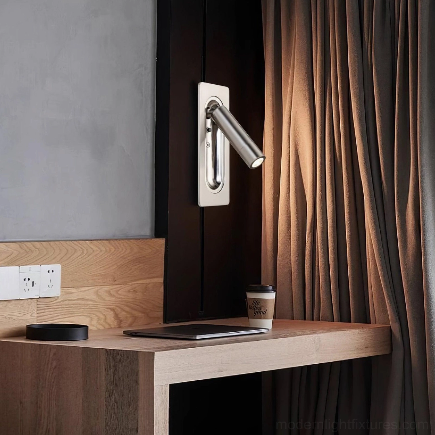 Recessed LED wall reading lamp showcasing premium construction quality and refined light diffusion through acrylic lens