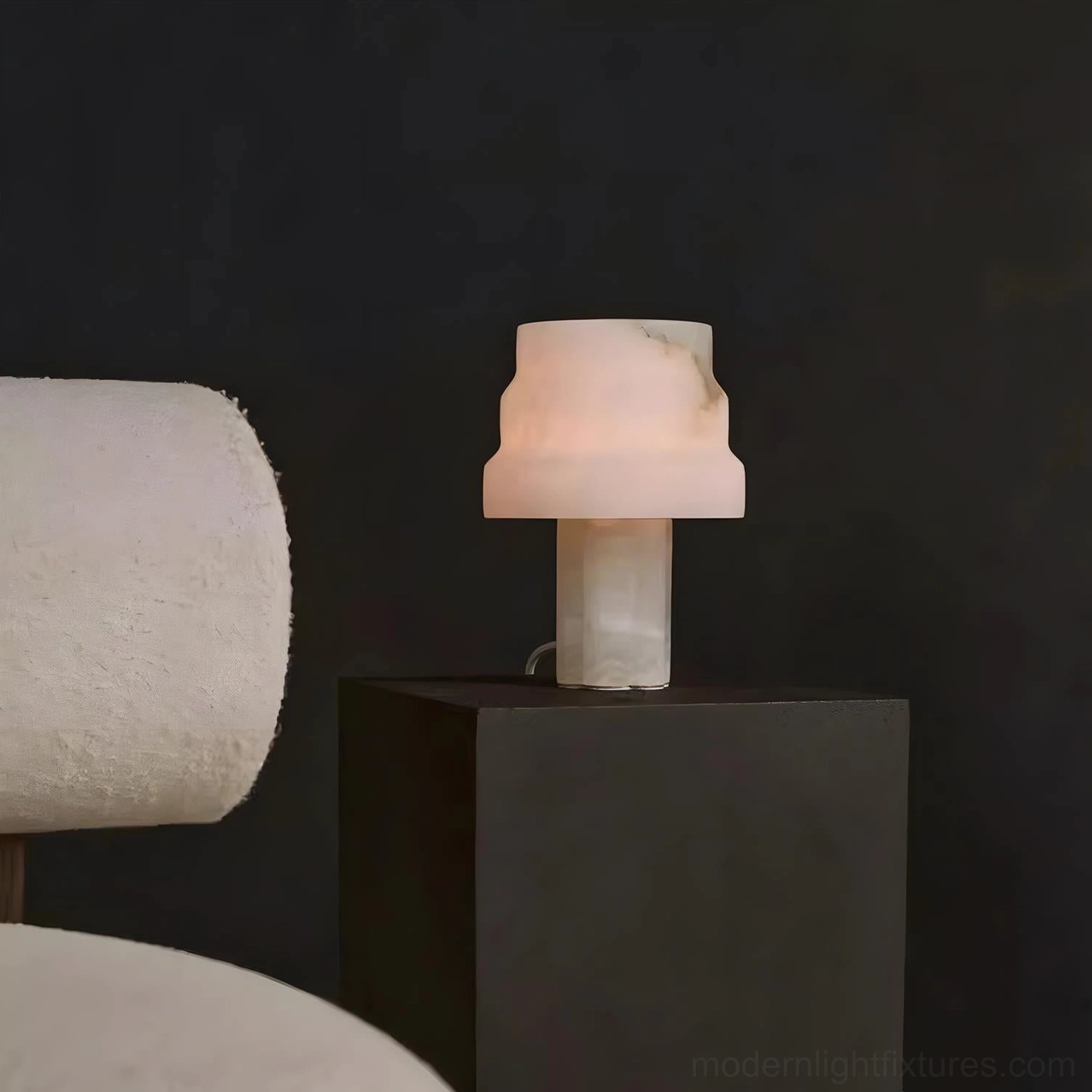 Premium selmora alabaster table lamp showcasing refined sculptural elegance and minimalist design aesthetic