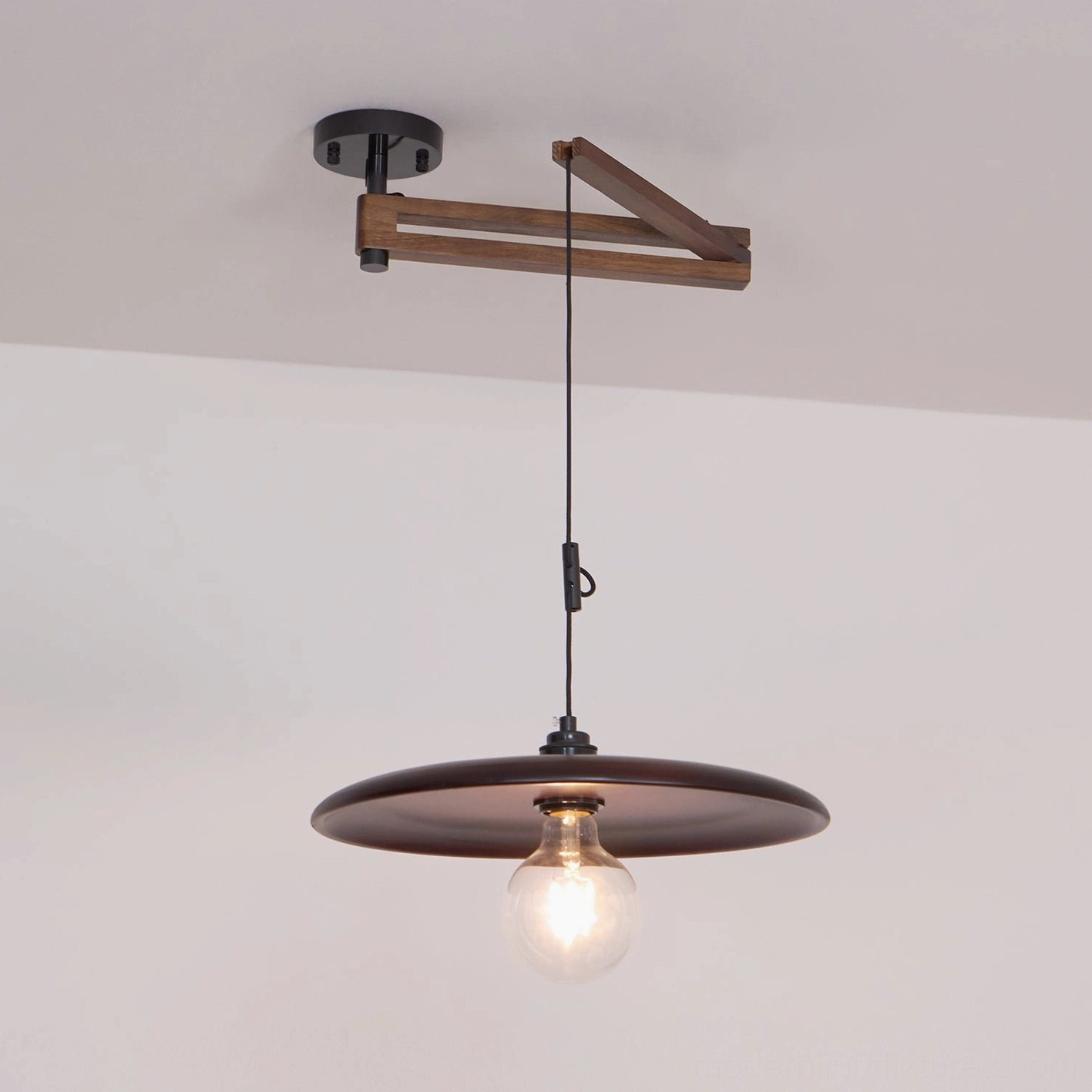 Premium wood pendant light showing quality craftsmanship details