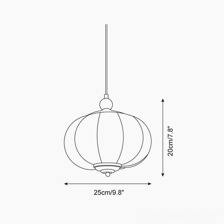 Pumpino pendant light technical specifications diagram with dimensions 25cm diameter 20cm height
