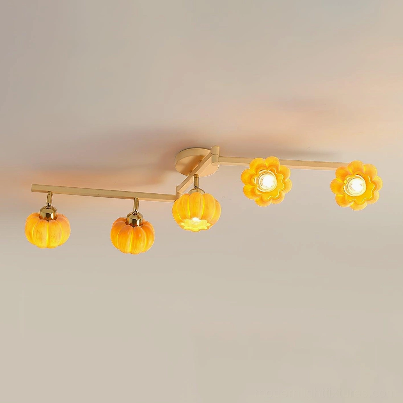 Extra large 108cm pumpkin ceiling light with 6-head design, grand foyer and commercial space lighting solution