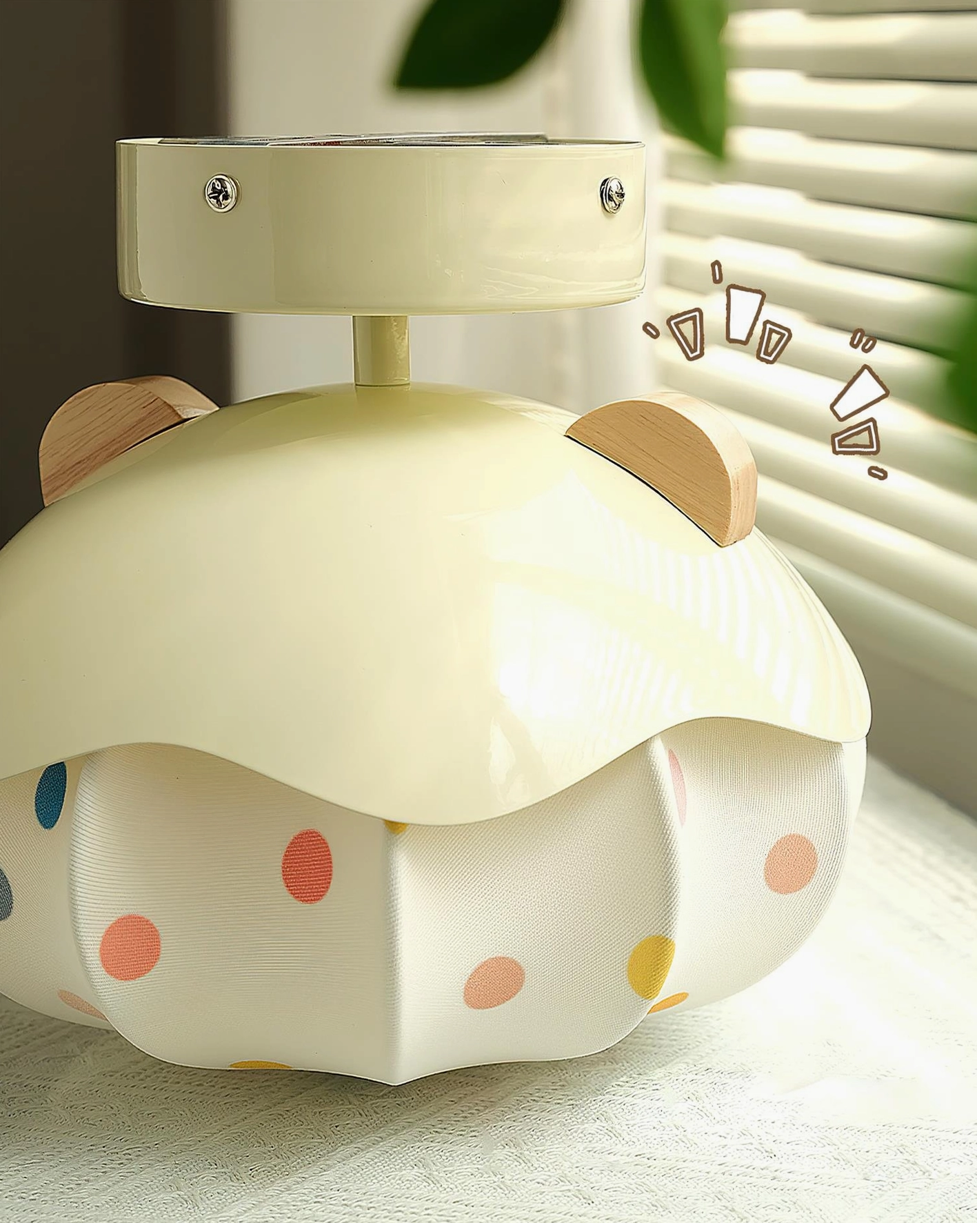 Large pumpkin ceiling lamp kids room 40cm size wood color beige multicolor warm white options