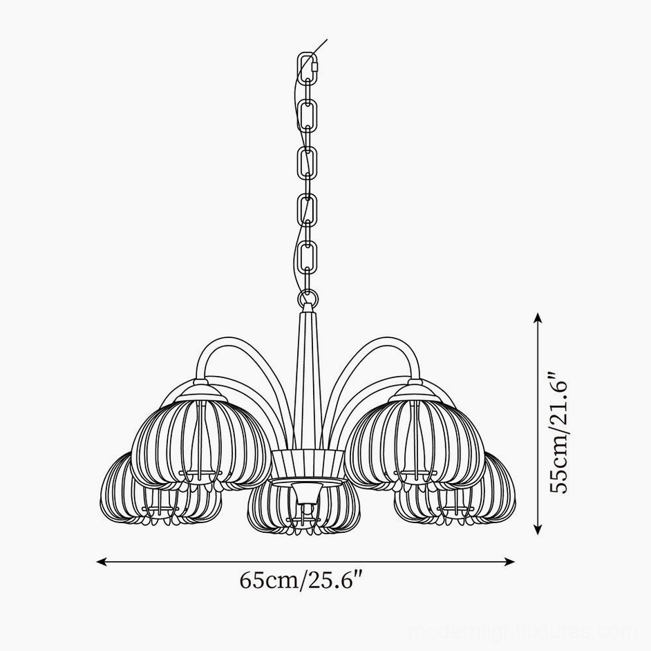8-arm pumpkin chandelier technical orthographic drawing specifications