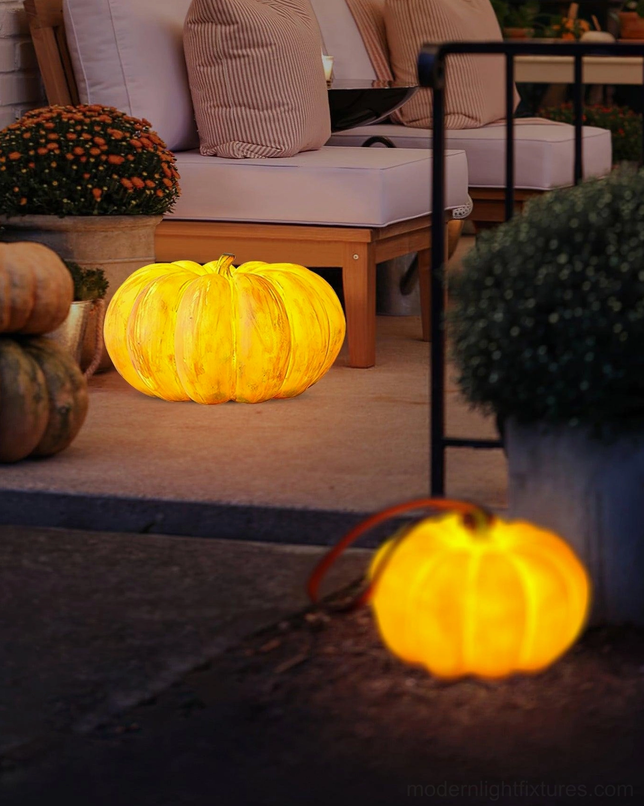Small pumpkin table lamp living room nightstand bedroom accent lighting warm glow