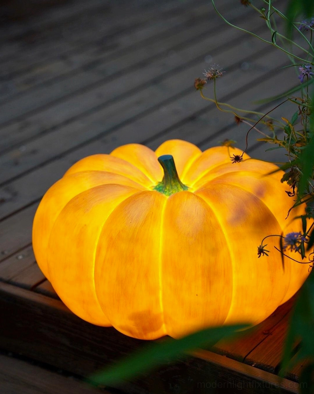 Glowing pumpkin ambient lamp cozy reading corner bedroom sanctuary lighting