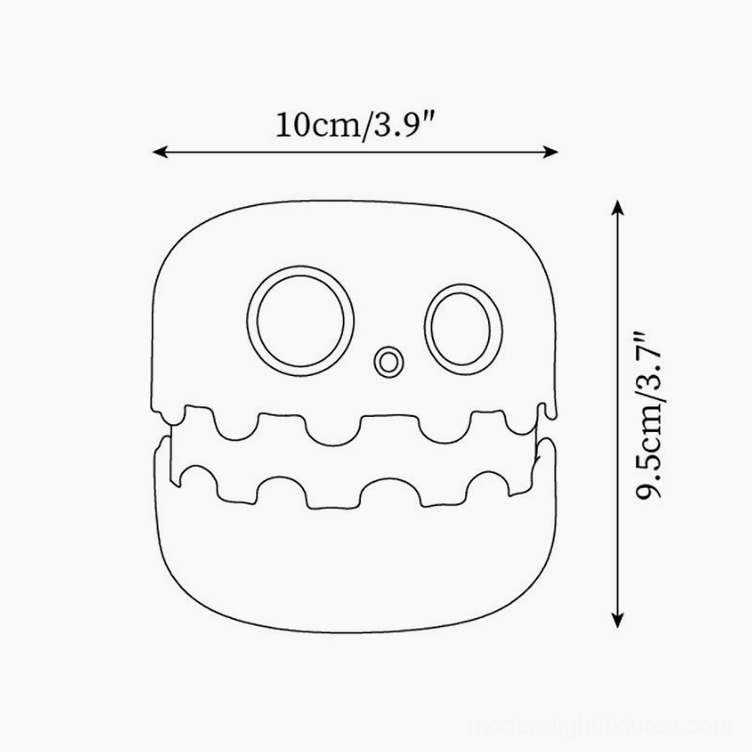 Round-eyed pumpkin lamp design schematic with measurement specifications