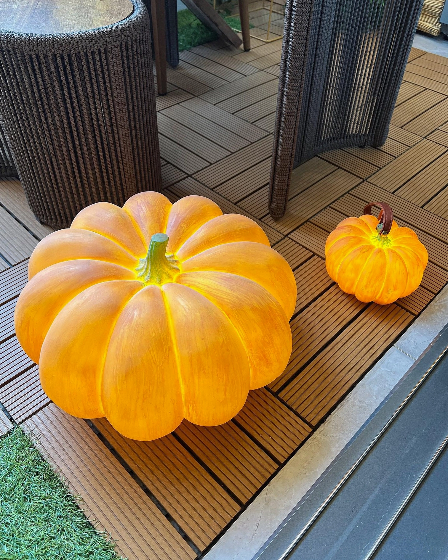 Pumpkin table lamp living room accent furniture design statement piece