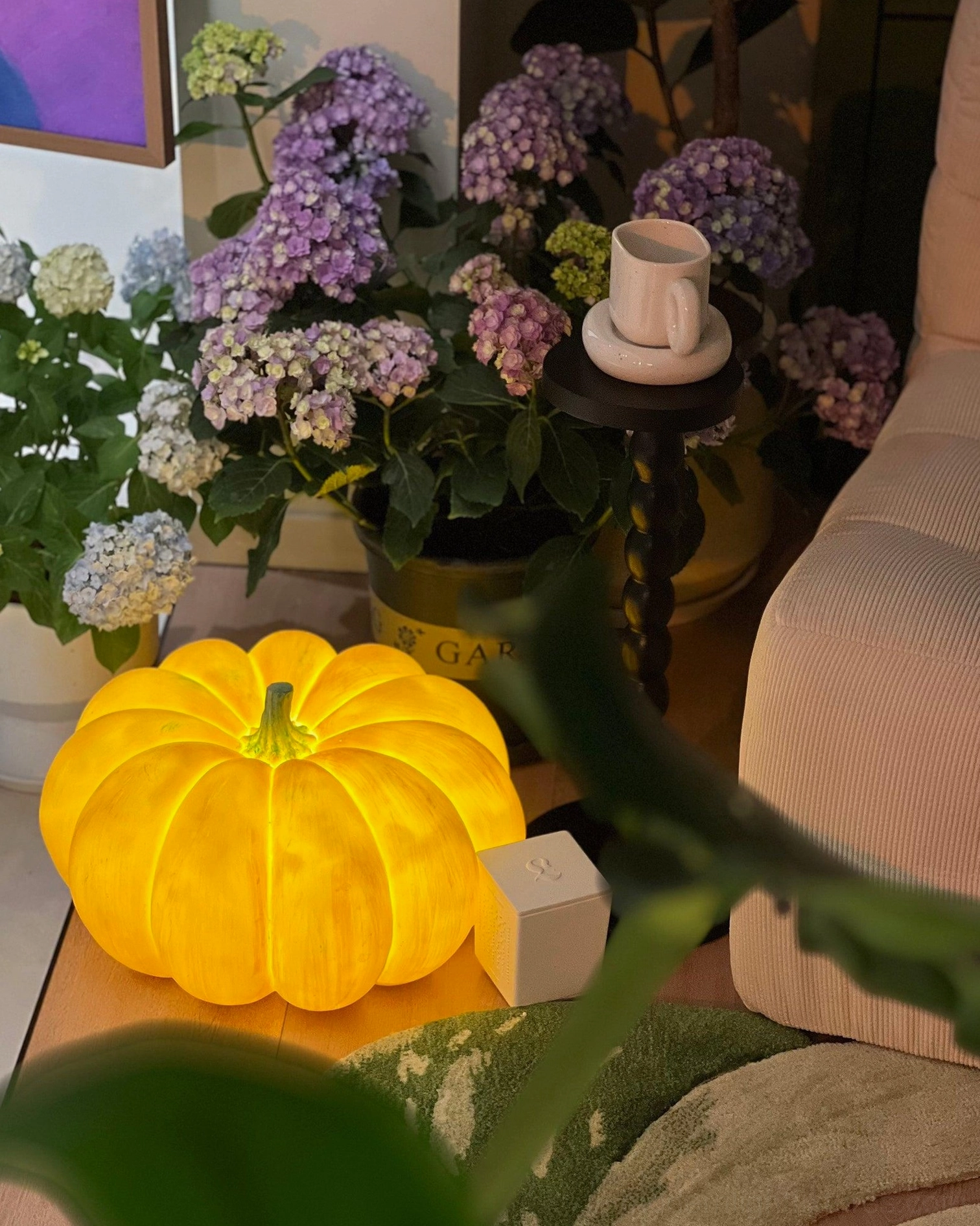 Glowing pumpkin ambient lamp three-color modes color-changing RGB lighting display