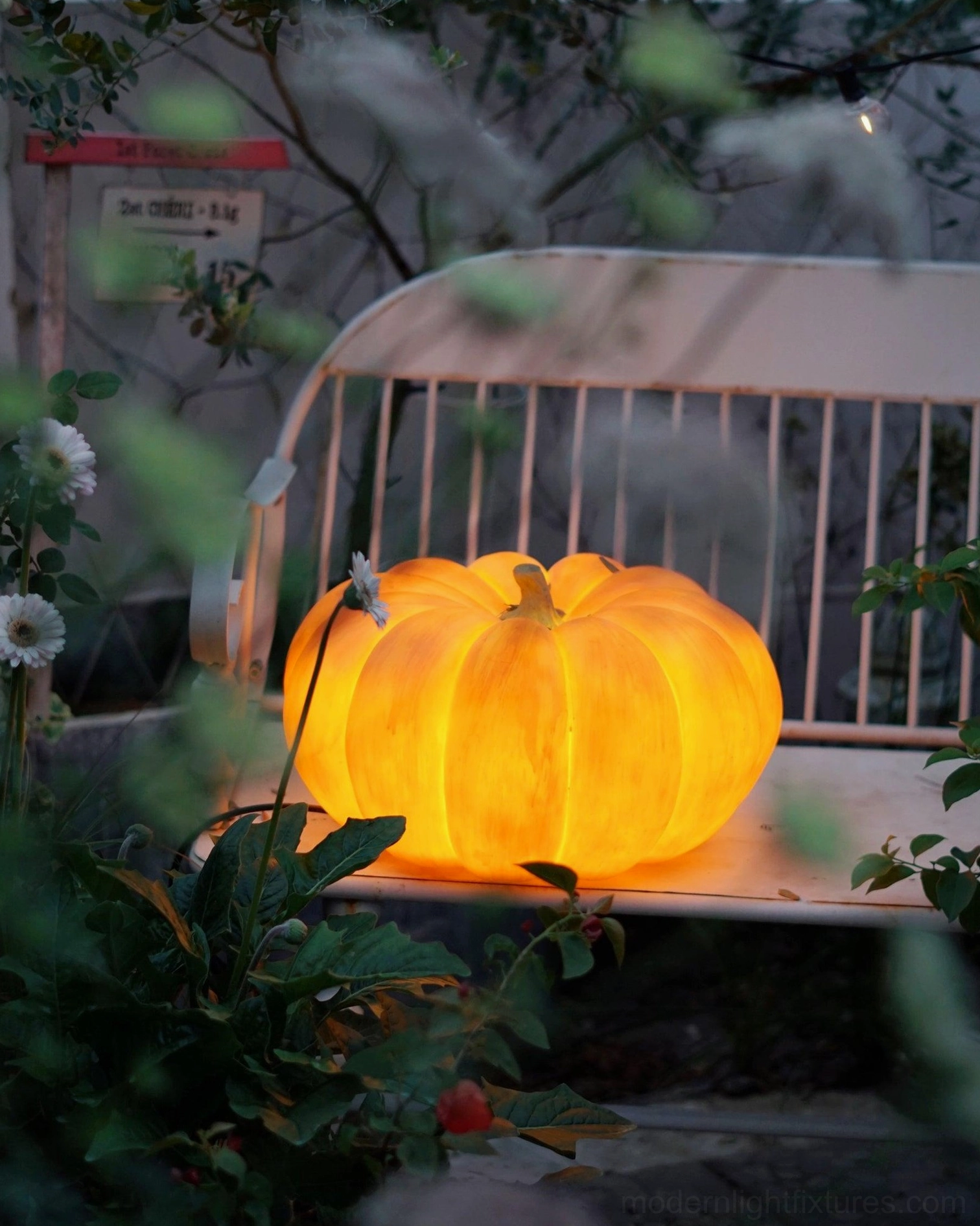 Pumpkin table lamp USB charging port base outdoor entertainment feature