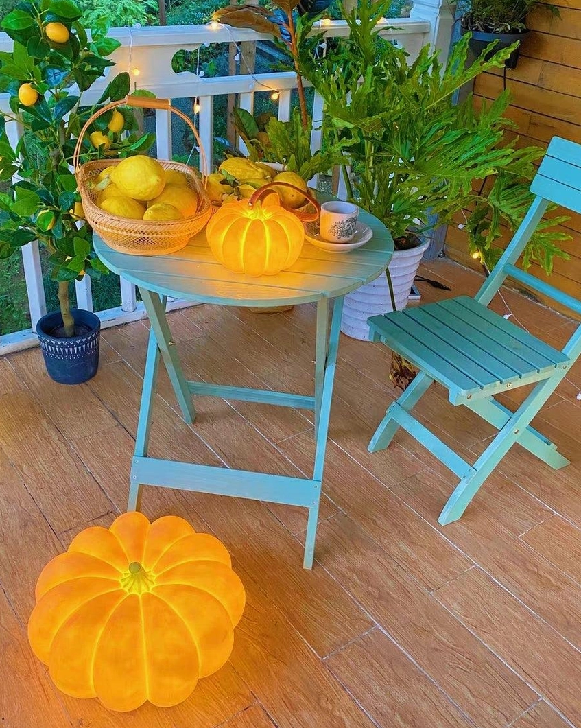 Yellow pumpkin table lamp variant modern minimalist interior design space