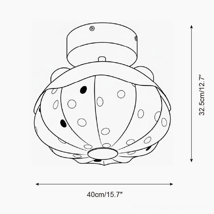 Pumpkin polka dot ceiling lamp large 40cm design sketch technical drawing specifications