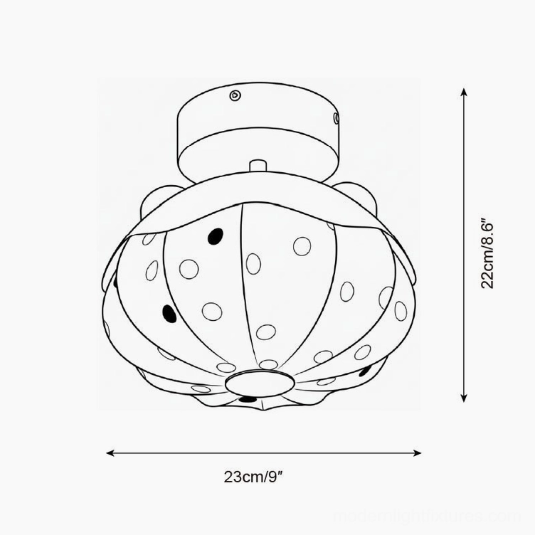 Pumpkin kids ceiling lamp technical design specification 23cm small size orthographic view