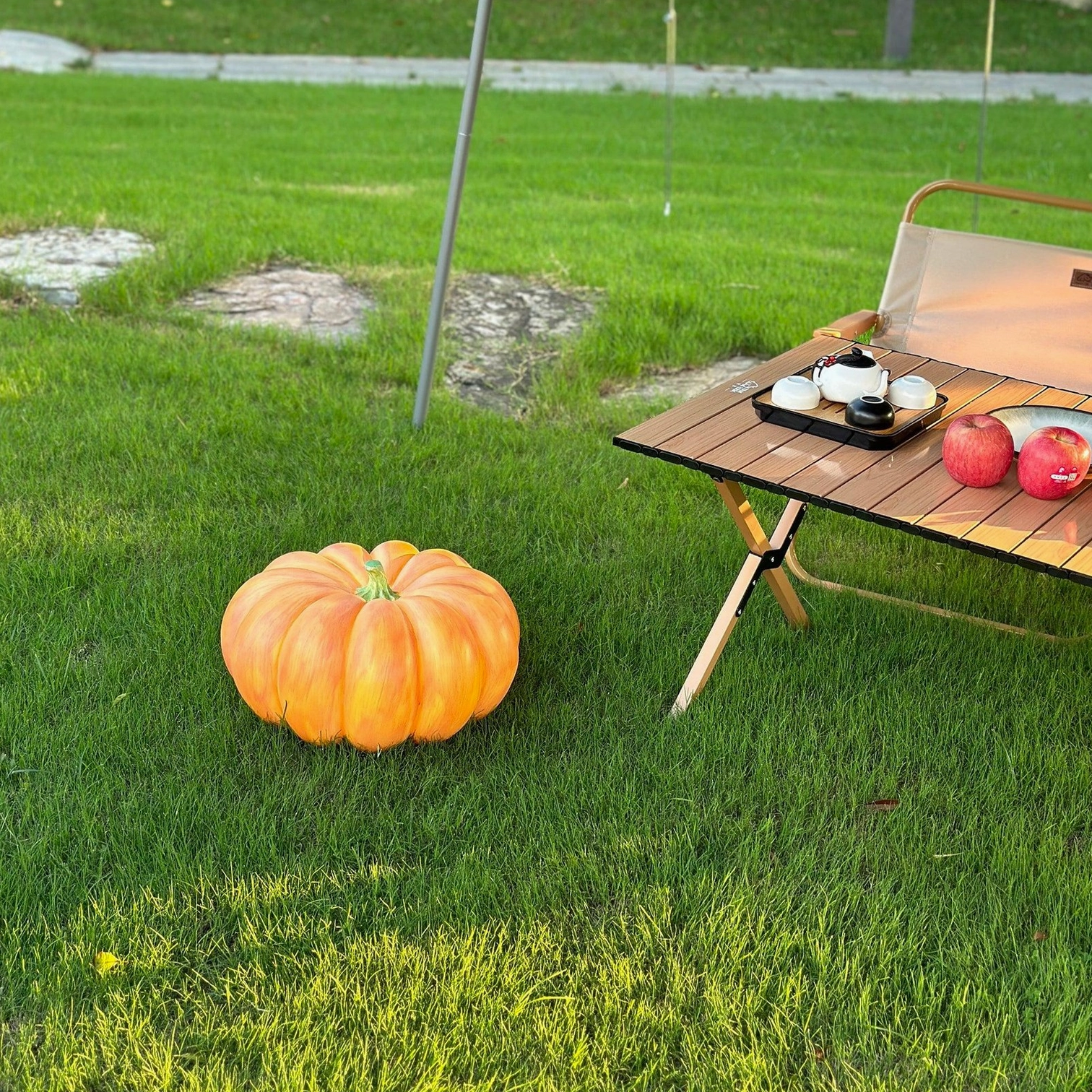 Modern pumpkin table lamp bright illuminated display warm glow ambient lighting