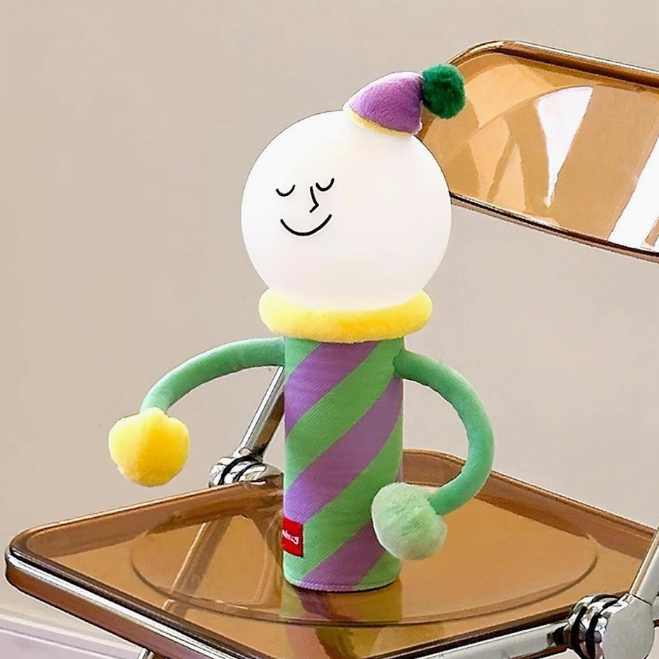 Purple and green striped articulated character table lamp variant with touch control
