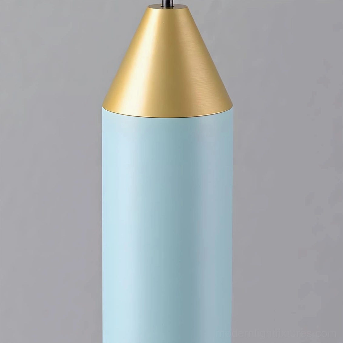 Pylon cylinder pendant light closeup showing precision cone diffuser and 50000 hour LED technology