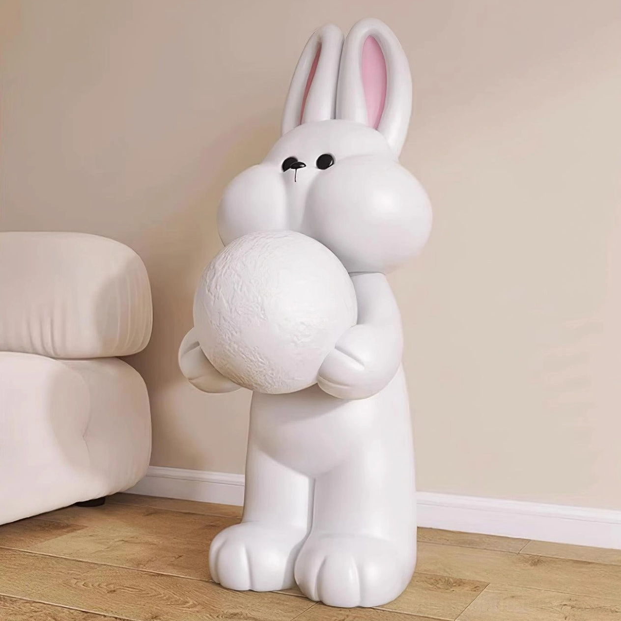 Artistic rabbit floor lamp children's bedroom safe certified lighting whimsical friendly companion