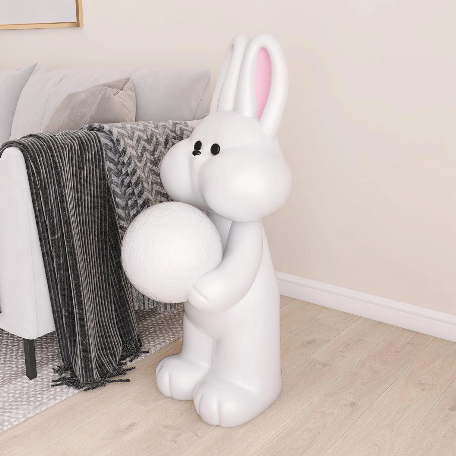 Rabbit floor lamp color variants comparison white beige pink modern lighting fixture options