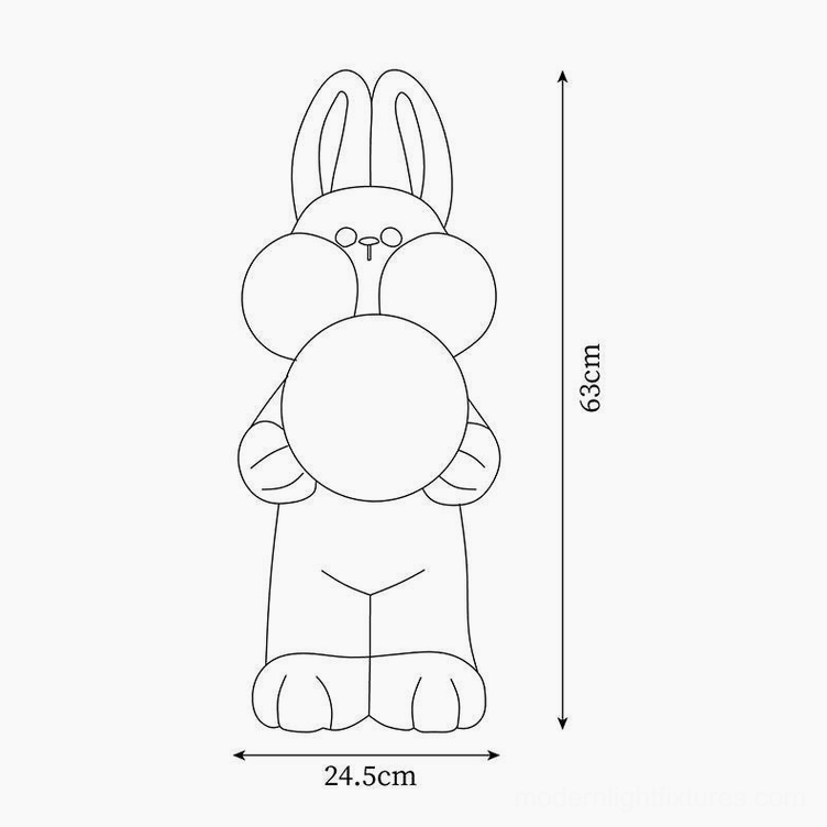 Rabbit floor lamp dimensions and specifications orthographic technical design drawing 63cm height