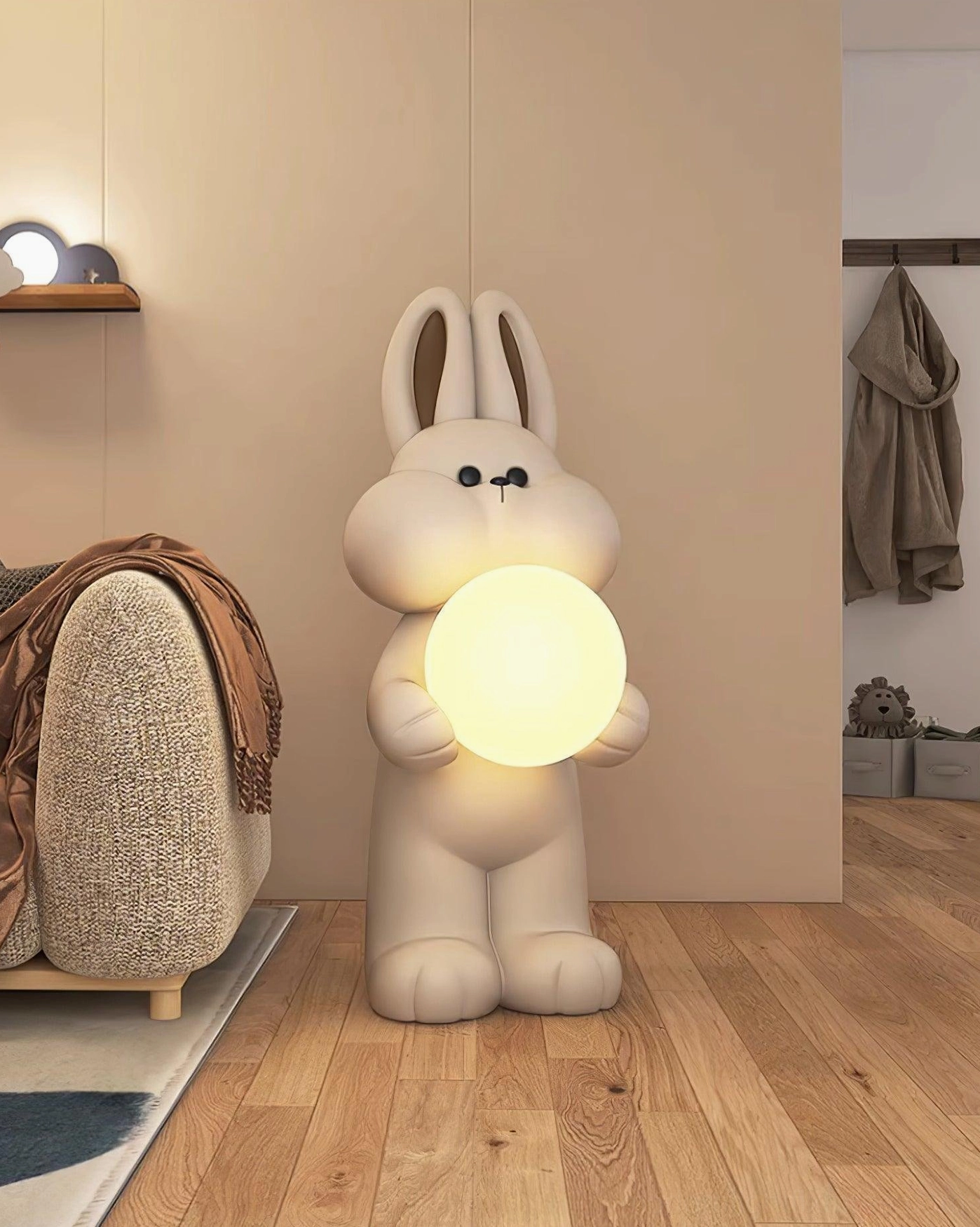 Rabbit floor lamp with integrated LED technology fifty thousand hour lifespan energy efficient