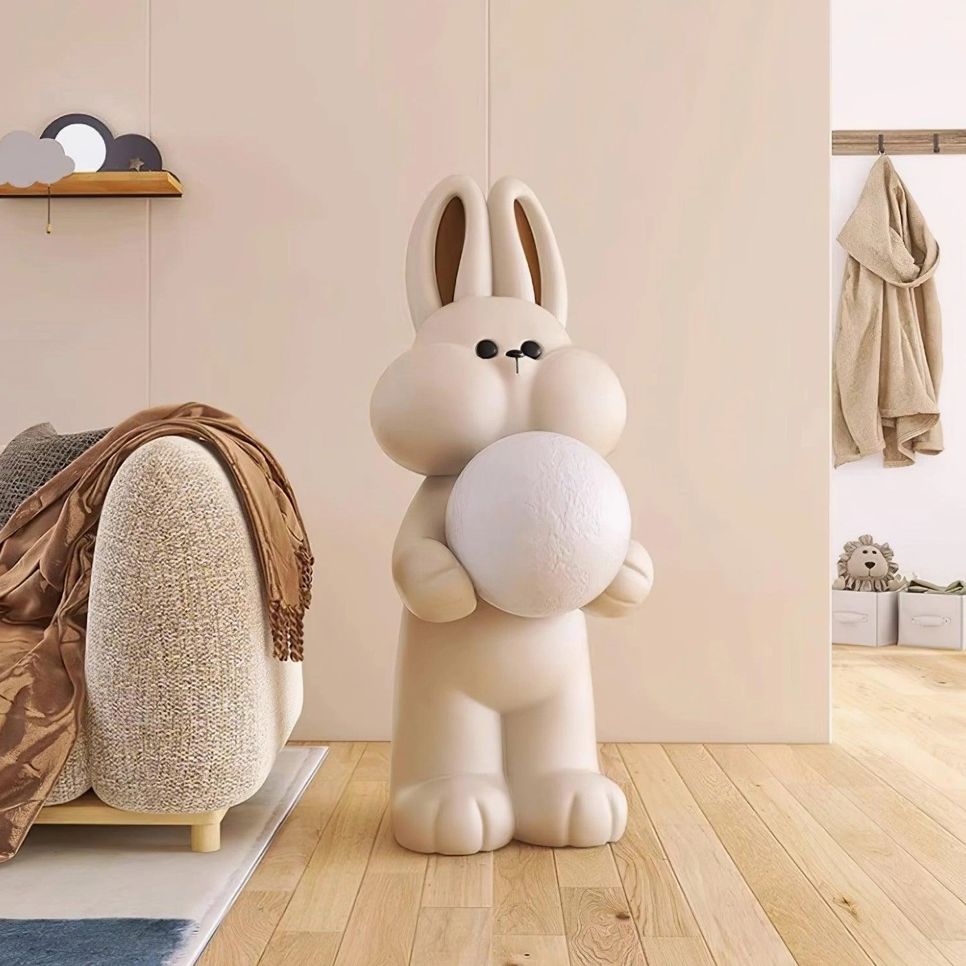 Modern rabbit floor lamp Scandinavian minimalist design soft matte finish home office workspace